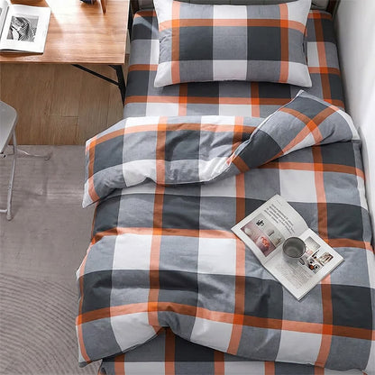 Set di biancheria da letto Singolo XL con fantasia a quadri grigi moderni - image 1
