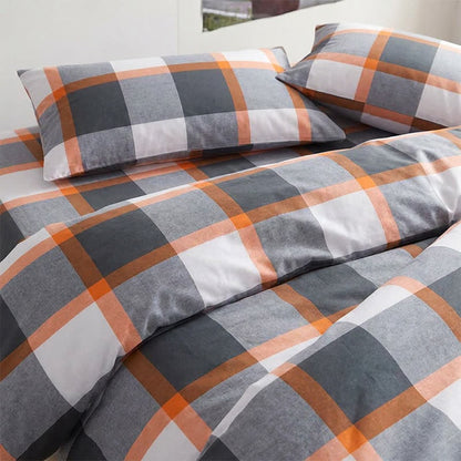 Set di biancheria da letto Singolo XL con fantasia a quadri grigi moderni - image 3