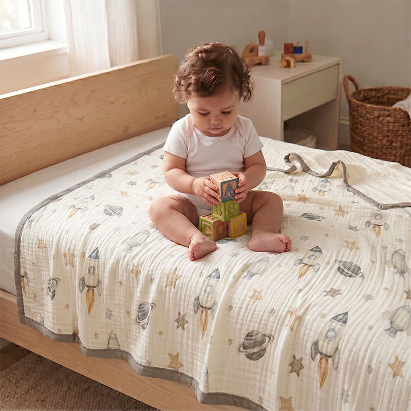 Coperta in garza di cotone Space Dream - Bianco - Matrimoniale - image 1
