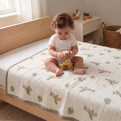 Coperta in mussola di cotone "Little Sky Adventure" - Bianco - Matrimoniale - image 1