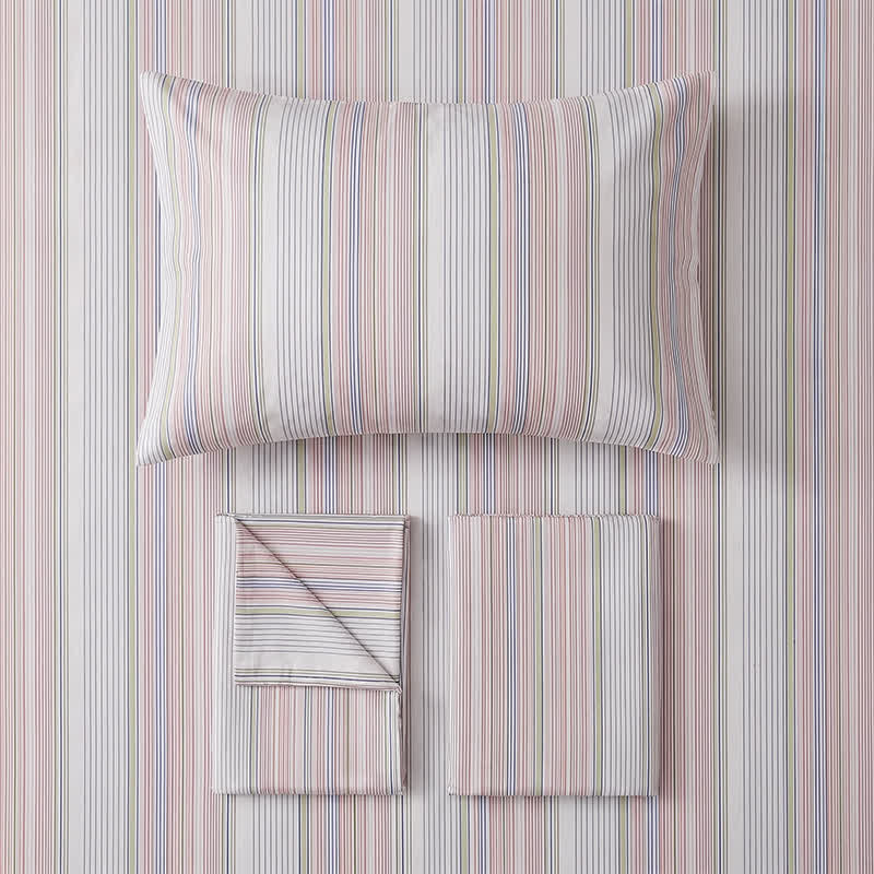 Set di biancheria da letto matrimoniale Singolo XL a righe pastello per dormitorio - image 13