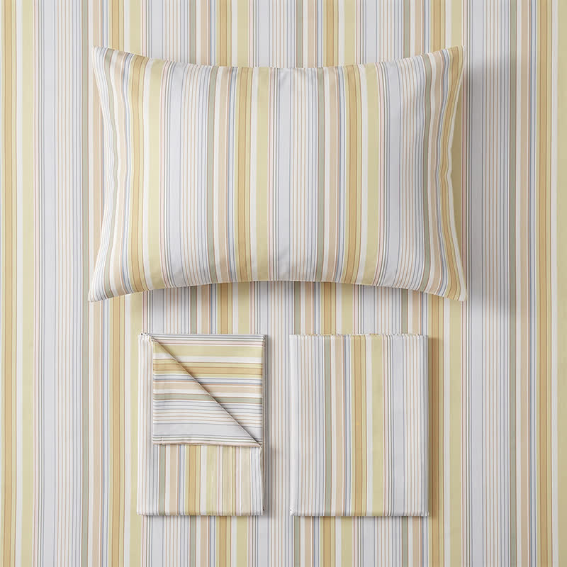 Set di biancheria da letto matrimoniale Singolo XL a righe pastello per dormitorio - image 3