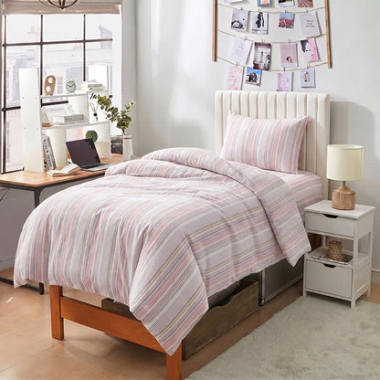 Set di biancheria da letto matrimoniale Singolo XL a righe pastello per dormitorio - image 11