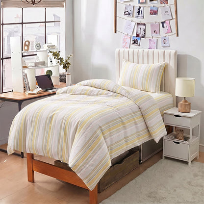 Set di biancheria da letto matrimoniale Singolo XL a righe pastello per dormitorio - image 1