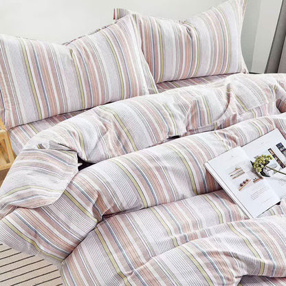 Set di biancheria da letto matrimoniale Singolo XL a righe pastello per dormitorio - image 12