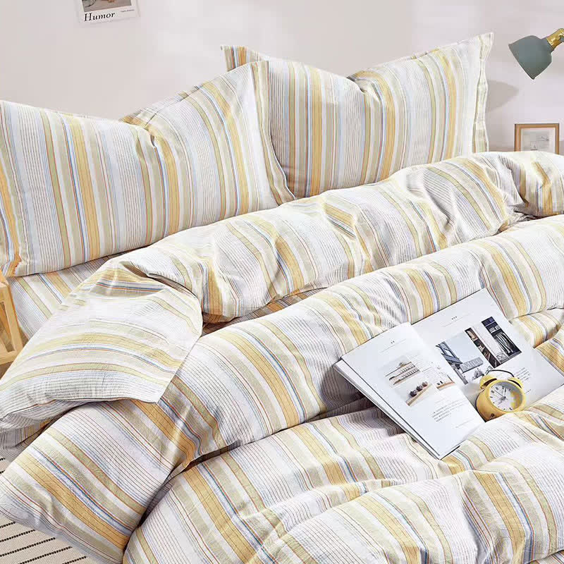 Set di biancheria da letto matrimoniale Singolo XL a righe pastello per dormitorio - image 2