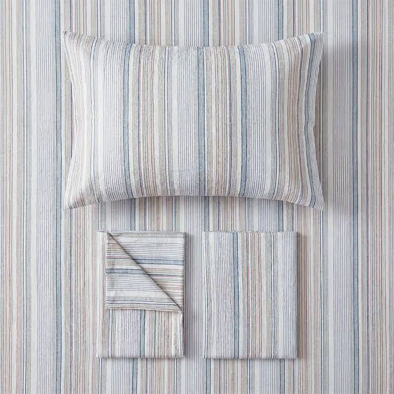Set di biancheria da letto matrimoniale Singolo XL a righe pastello per dormitorio - image 8
