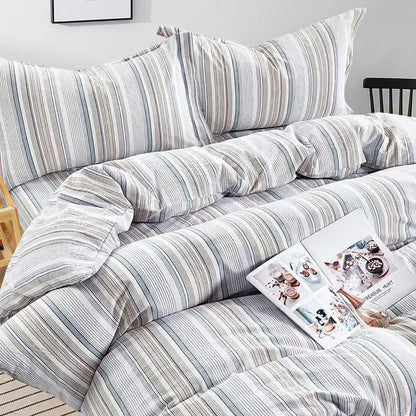 Set di biancheria da letto matrimoniale Singolo XL a righe pastello per dormitorio - image 7