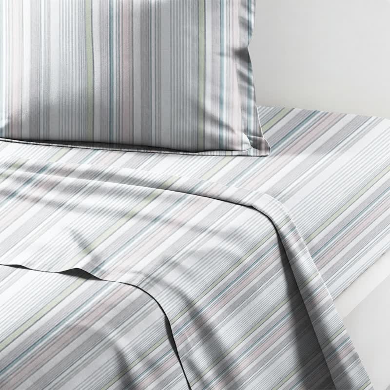 Set di biancheria da letto matrimoniale Singolo XL a righe pastello per dormitorio - image 9