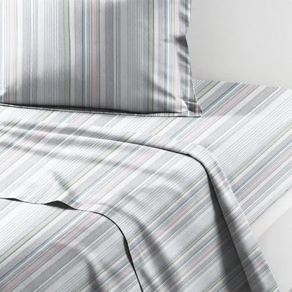 Set di biancheria da letto matrimoniale Singolo XL a righe pastello per dormitorio - image 9