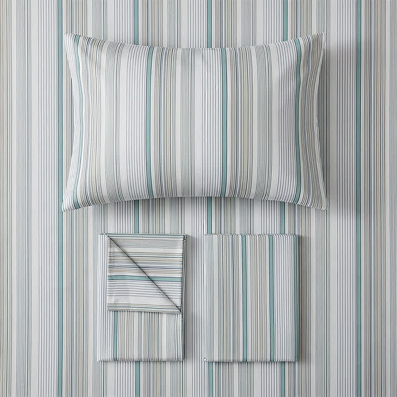 Set di biancheria da letto matrimoniale Singolo XL a righe pastello per dormitorio - image 18