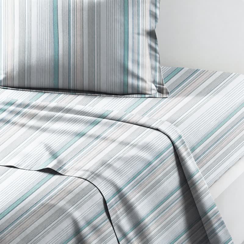Set di biancheria da letto matrimoniale Singolo XL a righe pastello per dormitorio - image 19