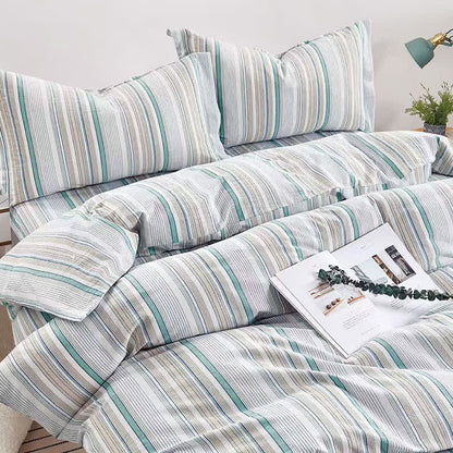 Set di biancheria da letto matrimoniale Singolo XL a righe pastello per dormitorio - image 17