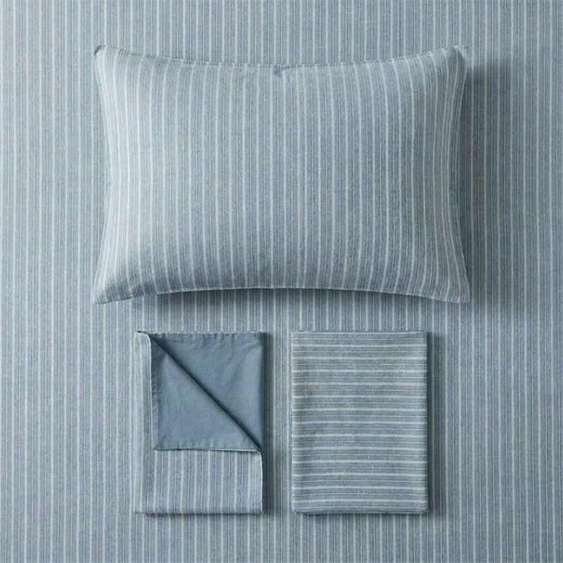 Set di biancheria da letto matrimoniale XL Singolo in cotone con motivo a righe nordiche - image 3