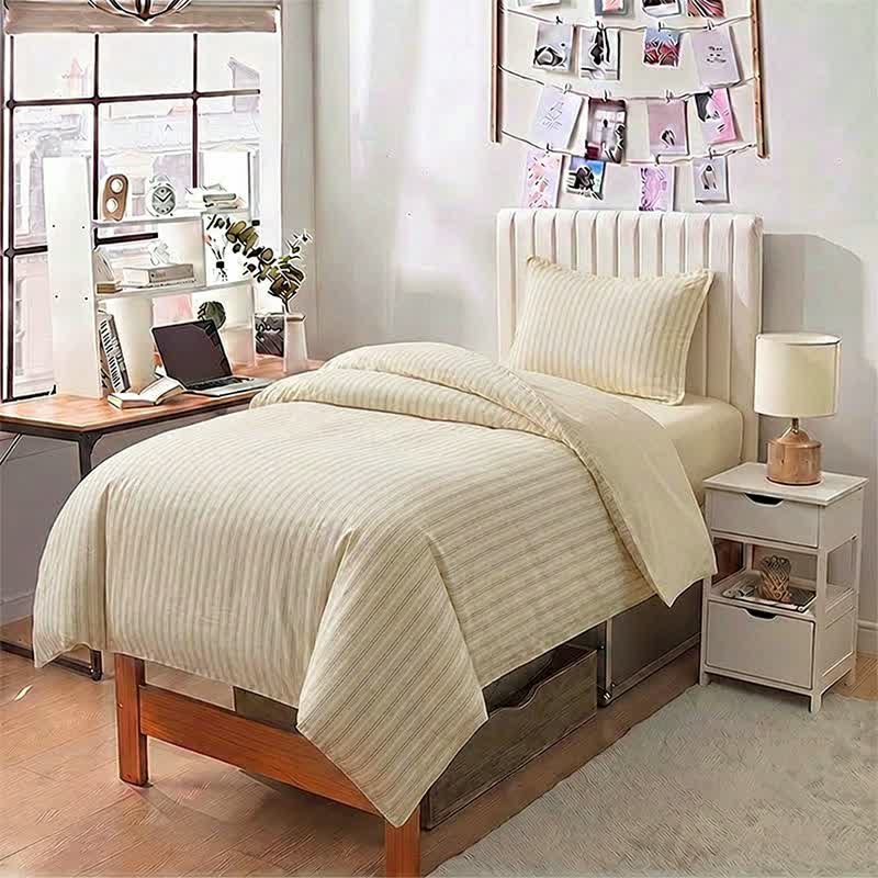 Set di biancheria da letto matrimoniale XL Singolo in cotone con motivo a righe nordiche - image 7