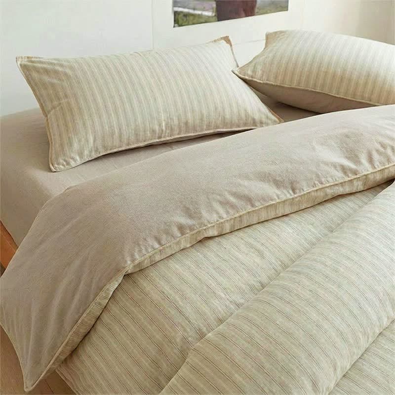 Set di biancheria da letto matrimoniale XL Singolo in cotone con motivo a righe nordiche - image 8
