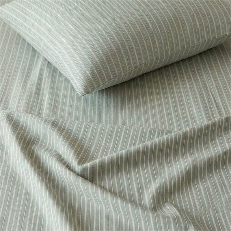 Set di biancheria da letto matrimoniale XL Singolo in cotone con motivo a righe nordiche - image 16