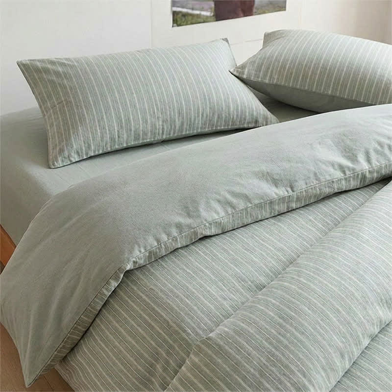 Set di biancheria da letto matrimoniale XL Singolo in cotone con motivo a righe nordiche - image 14