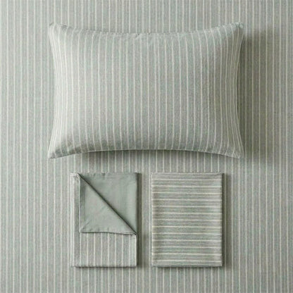 Set di biancheria da letto matrimoniale XL Singolo in cotone con motivo a righe nordiche - image 15