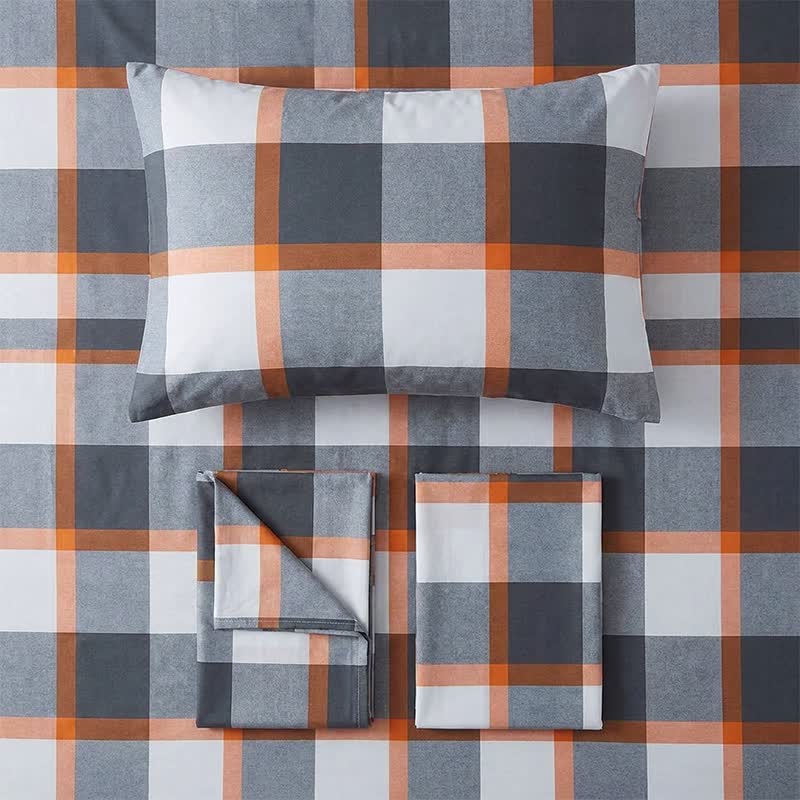 Set di biancheria da letto Singolo XL con fantasia a quadri grigi moderni - image 4
