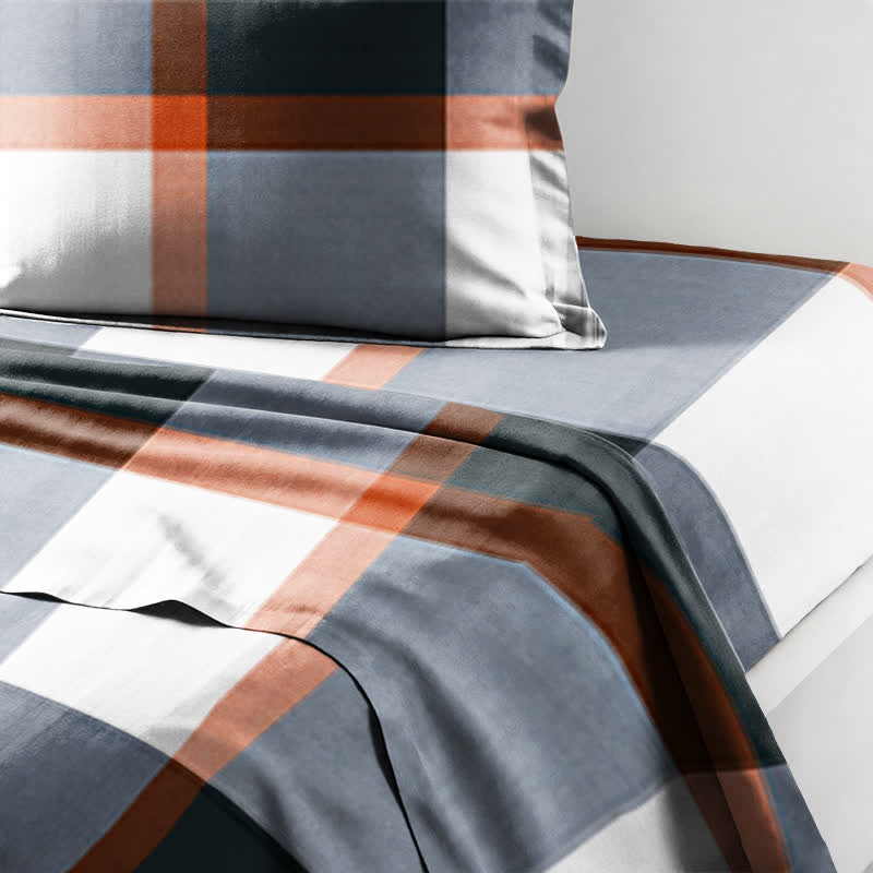 Set di biancheria da letto Singolo XL con fantasia a quadri grigi moderni - image 5