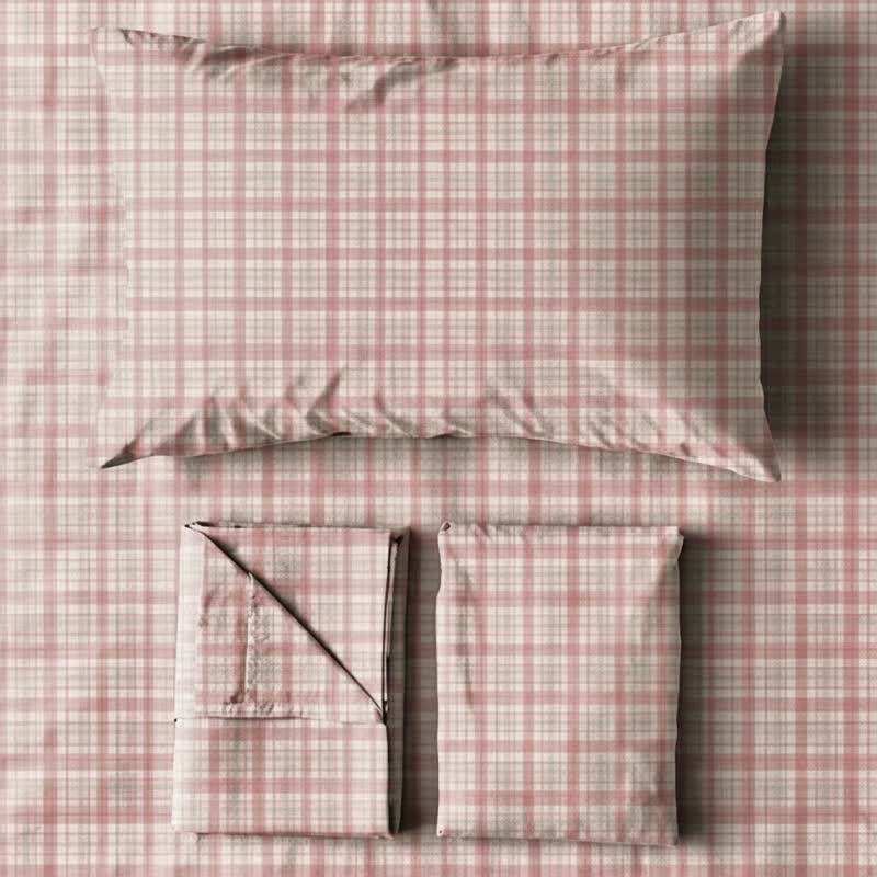 Set di biancheria da letto Singolo extra- XL a quadri rosa tenue - image 2