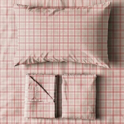 Set di biancheria da letto Singolo extra- XL a quadri rosa tenue - image 2