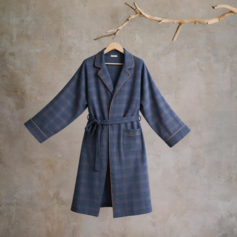 Accappatoio unisex in cotone a quadri - image 1