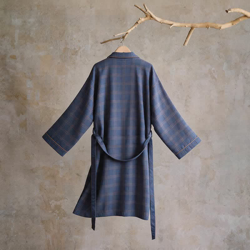 Accappatoio unisex in cotone a quadri - image 2