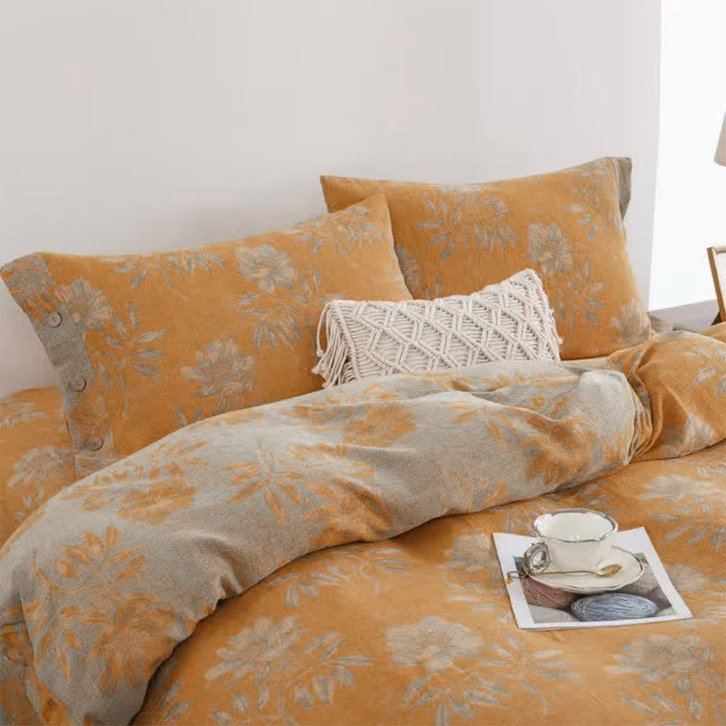 Set di biancheria da letto in garza di cotone con motivo floreale (4 pezzi) - image 1