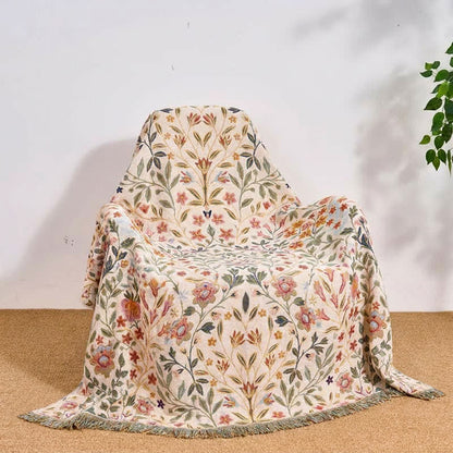 Trapunta reversibile in mussola di cotone a fantasia floreale con nappe - image 5