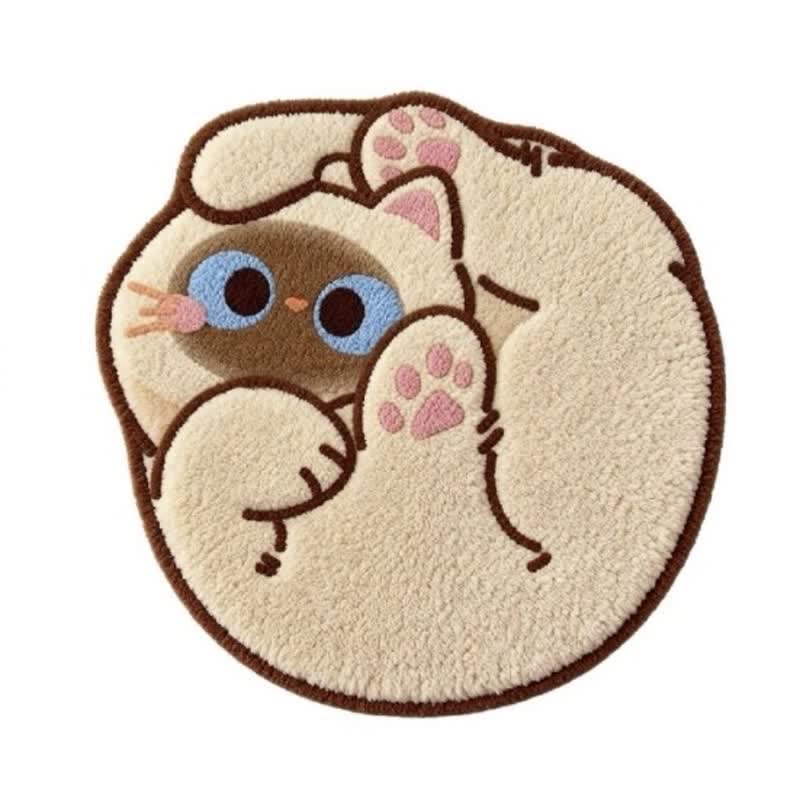 Cuscino per seduta in finta cashmere con stampa di gatto arricciato - Beige - 50cm x 50cm × 50cm x 50cm - image 1