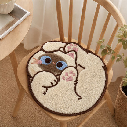 Cuscino per seduta in finta cashmere con stampa di gatto arricciato - image 3