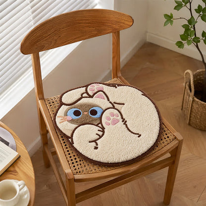 Cuscino per seduta in finta cashmere con stampa di gatto arricciato - image 2