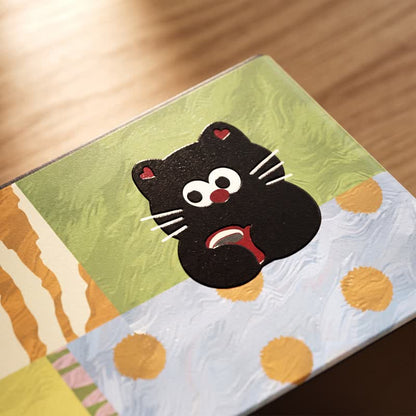 Porta fazzoletti in legno con motivo a patchwork di gatti giocosi - image 4