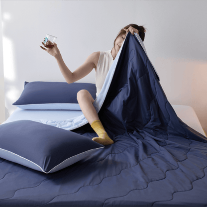 Trapunta estiva leggera e rinfrescante double-face - Blu navy - 79" × 91" - image 6