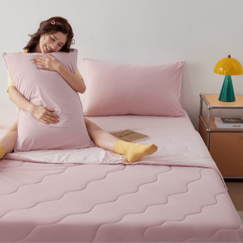 Trapunta estiva leggera e rinfrescante double-face - Rosa - 79" × 91" - image 12