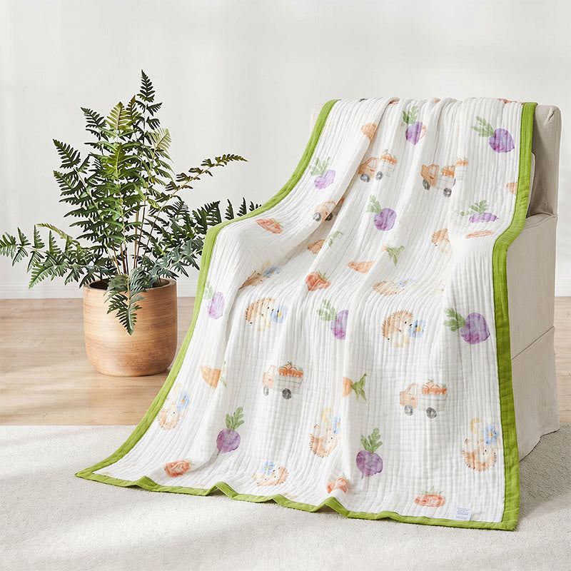 Coperta in garza di cotone con stampa di ortaggi da giardino - image 2