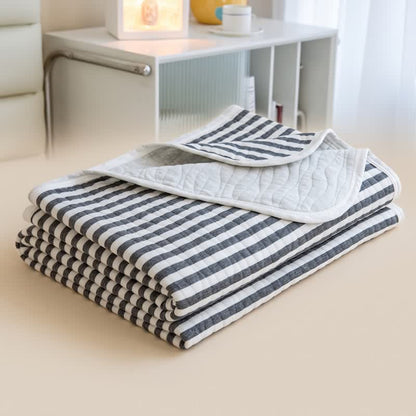 Trapunta estiva in cotone a righe rosa cipria - Grigio lino - 79" × 91" - image 9