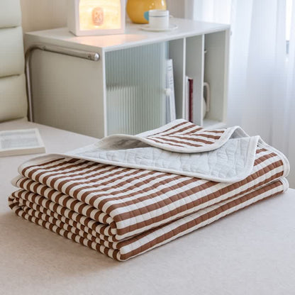 Trapunta estiva in cotone a righe rosa cipria - Caramello - 79" × 91" - image 6