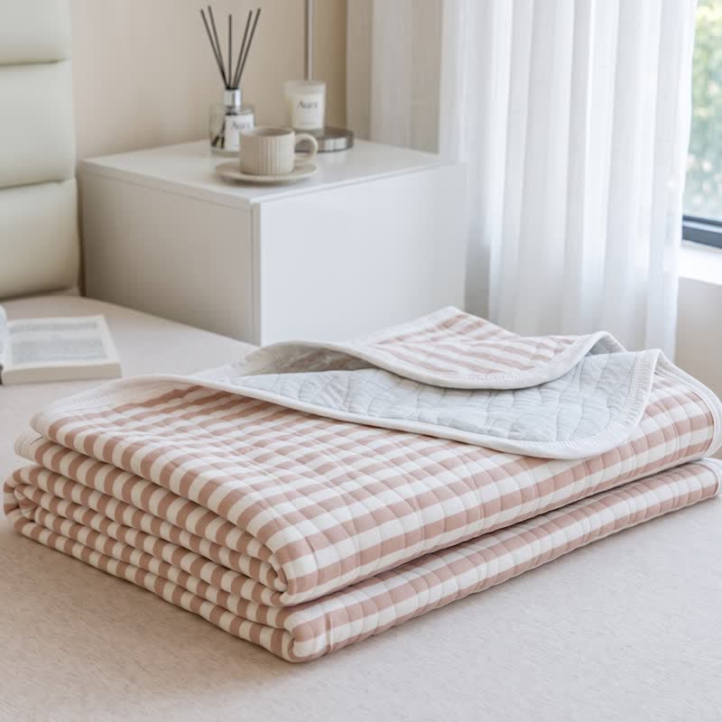 Trapunta estiva in cotone a righe rosa cipria - Giada chiara - 79" × 91" - image 10