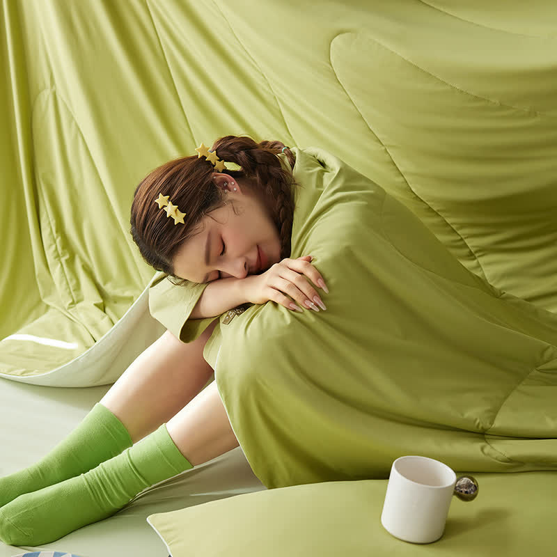 Trapunta estiva leggera e rinfrescante in stile nordico - Verde - 79" × 91" - image 0