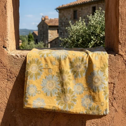 Coperta vintage in cotone con girasoli arancioni - image 4