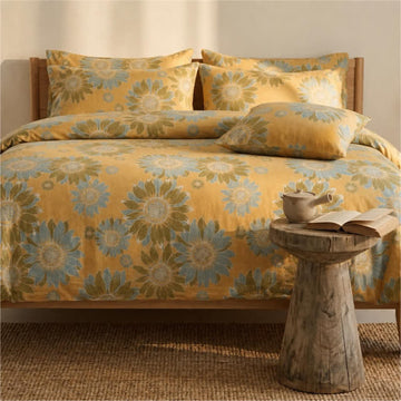 Set di biancheria da letto vintage in cotone color arancio girasole - Arancia - 50cm x 50cm x 37" - 2 federe - image 0
