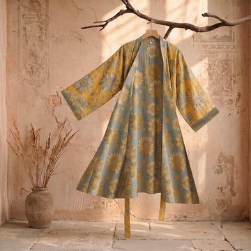 Kimono vintage in cotone color girasole - Arancia - 2XL - image 0