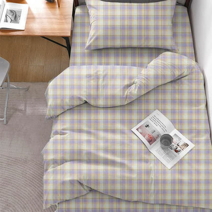 Set di biancheria da letto Singolo extra-large a XL pastello per dormitorio - Singolo XL - Quadri viola - Set completo da 5 pezzi - image 5