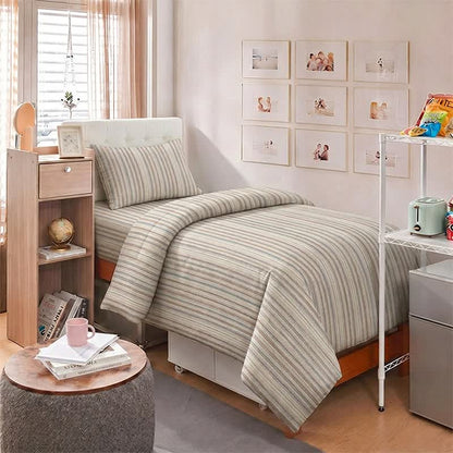 Set di biancheria da letto minimalista a righe sottili, neutro, ideale per il college. - image 2