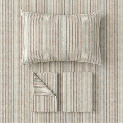 Set di biancheria da letto minimalista a righe sottili, neutro, ideale per il college. - image 1