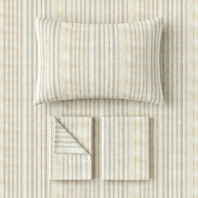 Set di biancheria da letto minimalista a righe sottili, neutro, ideale per il college. - image 7