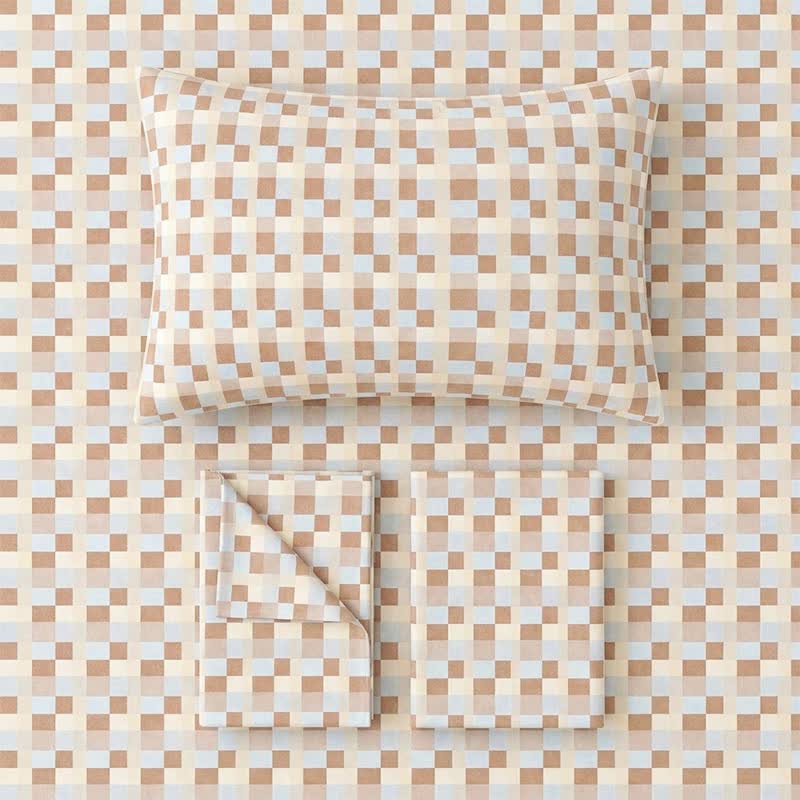 Set di biancheria da letto con motivo a mosaico in tonalità neutre e calde - image 1
